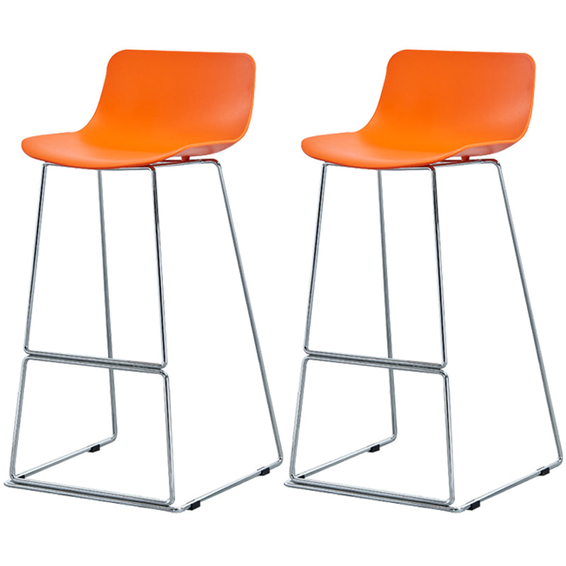 Contemporary Metal Bar Stool Indoor Bar Stool with Metal Legs and Low Back Orange 2 Piece Set Clearhalo 'Bar Furniture' 'Bar Stools' 'bar_stools' 'furn' 'furn_bar_stools' 'furniture_bar_stools' 'Kitchen & Dining Furniture' 'kitchen&dining_furn' 'kitchen' 'kitchen_furn' Furniture' 4462488