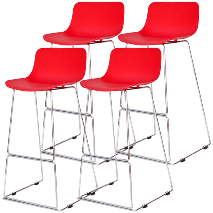 Contemporary Metal Bar Stool Indoor Bar Stool with Metal Legs and Low Back Red 4 Piece Set Clearhalo 'Bar Furniture' 'Bar Stools' 'bar_stools' 'furn' 'furn_bar_stools' 'furniture_bar_stools' 'Kitchen & Dining Furniture' 'kitchen&dining_furn' 'kitchen' 'kitchen_furn' Furniture' 4462489
