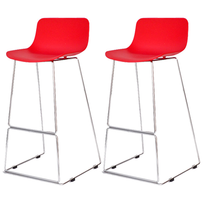 Contemporary Metal Bar Stool Indoor Bar Stool with Metal Legs and Low Back Red 2 Piece Set Clearhalo 'Bar Furniture' 'Bar Stools' 'bar_stools' 'furn' 'furn_bar_stools' 'furniture_bar_stools' 'Kitchen & Dining Furniture' 'kitchen&dining_furn' 'kitchen' 'kitchen_furn' Furniture' 4462494