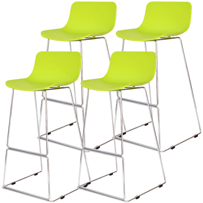 Contemporary Metal Bar Stool Indoor Bar Stool with Metal Legs and Low Back Yellow-Green 4 Piece Set Clearhalo 'Bar Furniture' 'Bar Stools' 'bar_stools' 'furn' 'furn_bar_stools' 'furniture_bar_stools' 'Kitchen & Dining Furniture' 'kitchen&dining_furn' 'kitchen' 'kitchen_furn' Furniture' 4462508