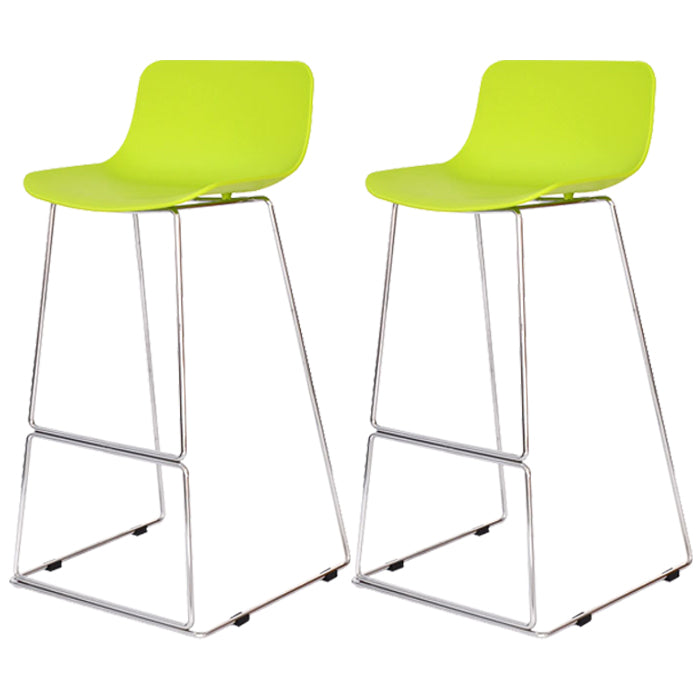 Contemporary Metal Bar Stool Indoor Bar Stool with Metal Legs and Low Back Yellow-Green 2 Piece Set Clearhalo 'Bar Furniture' 'Bar Stools' 'bar_stools' 'furn' 'furn_bar_stools' 'furniture_bar_stools' 'Kitchen & Dining Furniture' 'kitchen&dining_furn' 'kitchen' 'kitchen_furn' Furniture' 4462510
