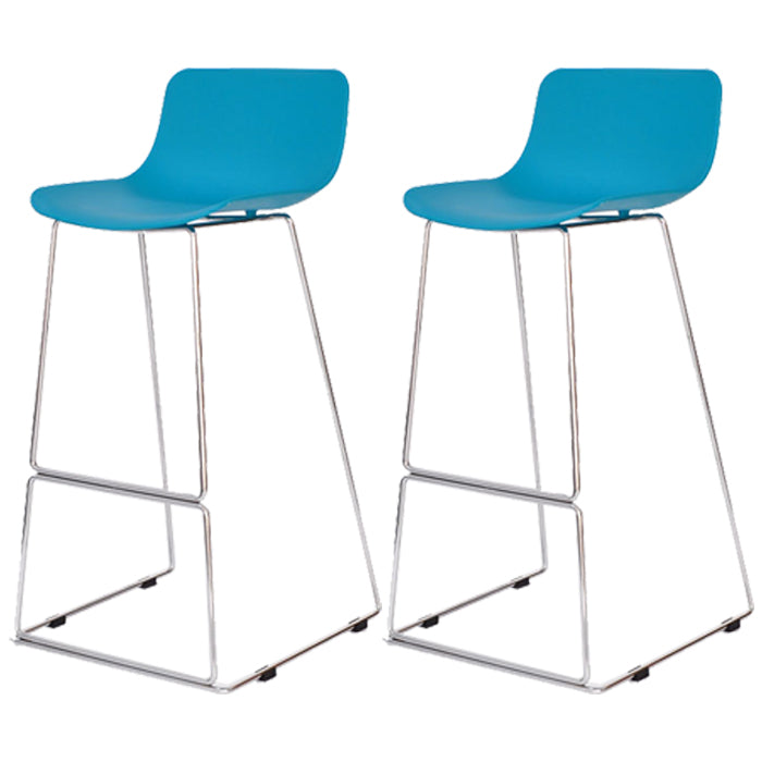 Contemporary Metal Bar Stool Indoor Bar Stool with Metal Legs and Low Back Blue 2 Piece Set Clearhalo 'Bar Furniture' 'Bar Stools' 'bar_stools' 'furn' 'furn_bar_stools' 'furniture_bar_stools' 'Kitchen & Dining Furniture' 'kitchen&dining_furn' 'kitchen' 'kitchen_furn' Furniture' 4462513