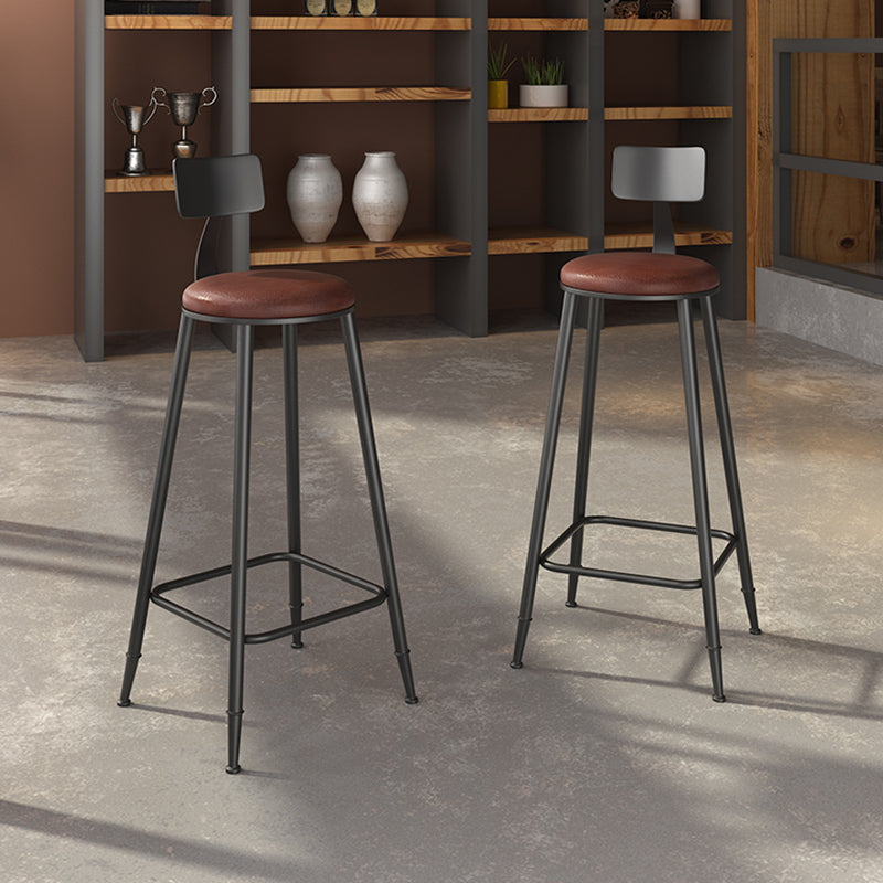 Contemporary Metal Solid Wood Barstool Indoor Bar Stool with Footrest Clearhalo 'Bar Furniture' 'Bar Stools' 'bar_stools' 'furn' 'furn_bar_stools' 'furniture_bar_stools' 'Kitchen & Dining Furniture' 'kitchen&dining_furn' 'kitchen' 'kitchen_furn' Furniture' 4462515