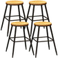Contemporary Metal Solid Wood Barstool Indoor Bar Stool with Footrest Wood 4 Piece Set Short Stool(18"H) Clearhalo 'Bar Furniture' 'Bar Stools' 'bar_stools' 'furn' 'furn_bar_stools' 'furniture_bar_stools' 'Kitchen & Dining Furniture' 'kitchen&dining_furn' 'kitchen' 'kitchen_furn' Furniture' 4462516