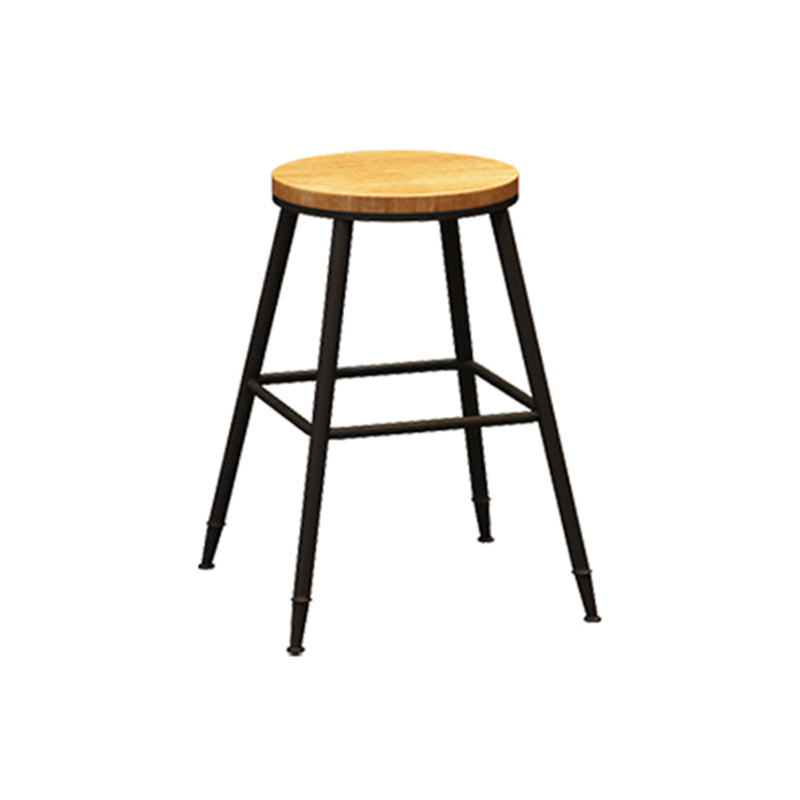 Contemporary Metal Solid Wood Barstool Indoor Bar Stool with Footrest Wood 1 Piece Short Stool(18"H) Clearhalo 'Bar Furniture' 'Bar Stools' 'bar_stools' 'furn' 'furn_bar_stools' 'furniture_bar_stools' 'Kitchen & Dining Furniture' 'kitchen&dining_furn' 'kitchen' 'kitchen_furn' Furniture' 4462517