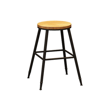 Contemporary Metal Solid Wood Barstool Indoor Bar Stool with Footrest Wood 1 Piece Short Stool(18"H) Clearhalo 'Bar Furniture' 'Bar Stools' 'bar_stools' 'furn' 'furn_bar_stools' 'furniture_bar_stools' 'Kitchen & Dining Furniture' 'kitchen&dining_furn' 'kitchen' 'kitchen_furn' Furniture' 4462517