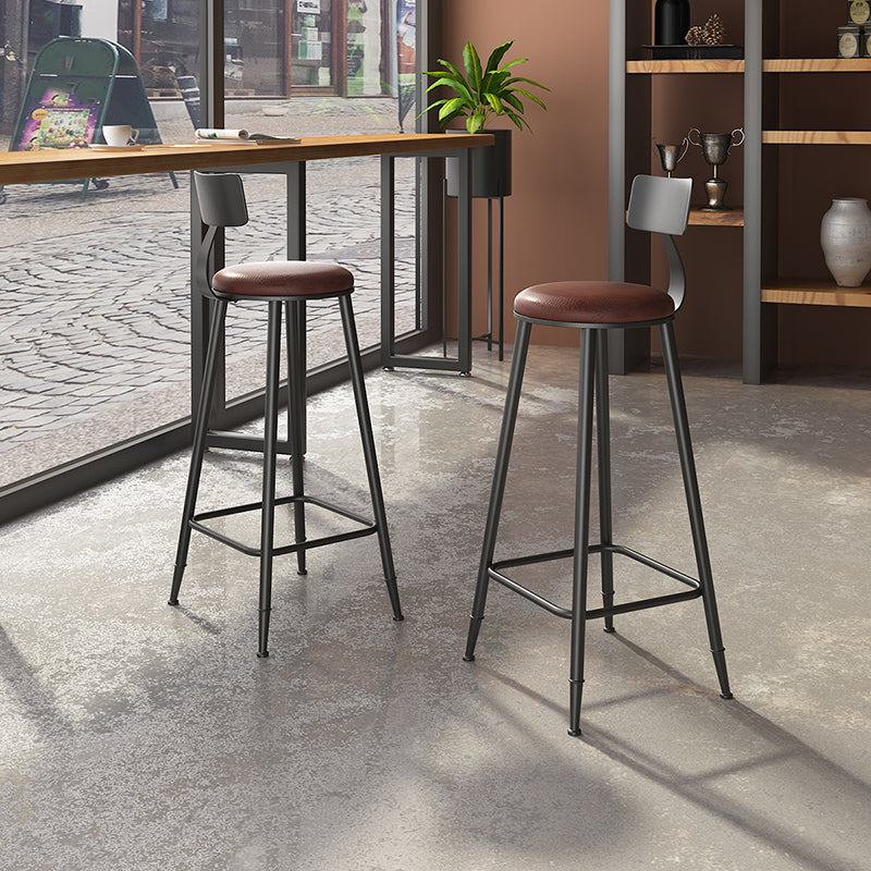 Contemporary Metal Solid Wood Barstool Indoor Bar Stool with Footrest Clearhalo 'Bar Furniture' 'Bar Stools' 'bar_stools' 'furn' 'furn_bar_stools' 'furniture_bar_stools' 'Kitchen & Dining Furniture' 'kitchen&dining_furn' 'kitchen' 'kitchen_furn' Furniture' 4462518