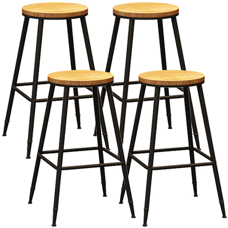 Contemporary Metal Solid Wood Barstool Indoor Bar Stool with Footrest Wood 4 Piece Set Counter Stool (23.5"H) Clearhalo 'Bar Furniture' 'Bar Stools' 'bar_stools' 'furn' 'furn_bar_stools' 'furniture_bar_stools' 'Kitchen & Dining Furniture' 'kitchen&dining_furn' 'kitchen' 'kitchen_furn' Furniture' 4462522