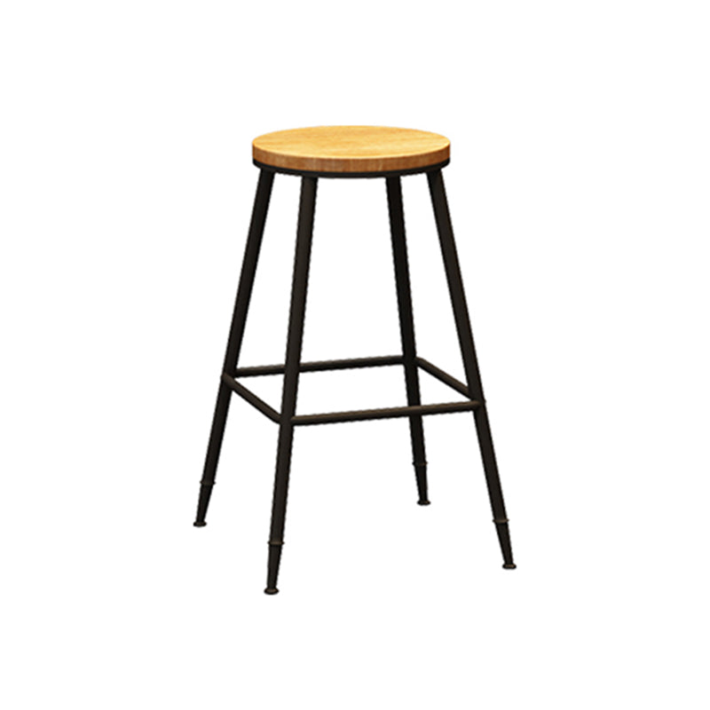 Contemporary Metal Solid Wood Barstool Indoor Bar Stool with Footrest Wood 1 Piece Counter Stool (23.5"H) Clearhalo 'Bar Furniture' 'Bar Stools' 'bar_stools' 'furn' 'furn_bar_stools' 'furniture_bar_stools' 'Kitchen & Dining Furniture' 'kitchen&dining_furn' 'kitchen' 'kitchen_furn' Furniture' 4462523
