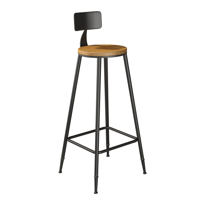 Contemporary Metal Solid Wood Barstool Indoor Bar Stool with Footrest Clearhalo 'Bar Furniture' 'Bar Stools' 'bar_stools' 'furn' 'furn_bar_stools' 'furniture_bar_stools' 'Kitchen & Dining Furniture' 'kitchen&dining_furn' 'kitchen' 'kitchen_furn' Furniture' 4462524