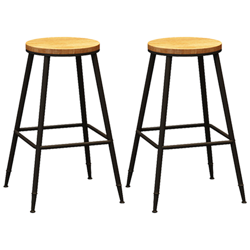 Contemporary Metal Solid Wood Barstool Indoor Bar Stool with Footrest Wood 2 Piece Set Counter Stool (23.5"H) Clearhalo 'Bar Furniture' 'Bar Stools' 'bar_stools' 'furn' 'furn_bar_stools' 'furniture_bar_stools' 'Kitchen & Dining Furniture' 'kitchen&dining_furn' 'kitchen' 'kitchen_furn' Furniture' 4462526