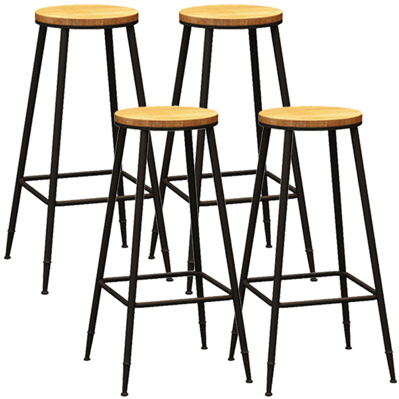 Contemporary Metal Solid Wood Barstool Indoor Bar Stool with Footrest Wood 4 Piece Set Counter Stool(27"H) Clearhalo 'Bar Furniture' 'Bar Stools' 'bar_stools' 'furn' 'furn_bar_stools' 'furniture_bar_stools' 'Kitchen & Dining Furniture' 'kitchen&dining_furn' 'kitchen' 'kitchen_furn' Furniture' 4462528