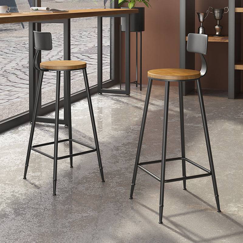 Contemporary Metal Solid Wood Barstool Indoor Bar Stool with Footrest Clearhalo 'Bar Furniture' 'Bar Stools' 'bar_stools' 'furn' 'furn_bar_stools' 'furniture_bar_stools' 'Kitchen & Dining Furniture' 'kitchen&dining_furn' 'kitchen' 'kitchen_furn' Furniture' 4462529