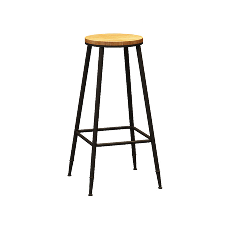 Contemporary Metal Solid Wood Barstool Indoor Bar Stool with Footrest Wood 1 Piece Counter Stool(27"H) Clearhalo 'Bar Furniture' 'Bar Stools' 'bar_stools' 'furn' 'furn_bar_stools' 'furniture_bar_stools' 'Kitchen & Dining Furniture' 'kitchen&dining_furn' 'kitchen' 'kitchen_furn' Furniture' 4462530