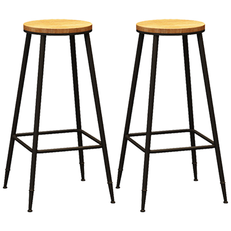 Contemporary Metal Solid Wood Barstool Indoor Bar Stool with Footrest Wood 2 Piece Set Counter Stool(27"H) Clearhalo 'Bar Furniture' 'Bar Stools' 'bar_stools' 'furn' 'furn_bar_stools' 'furniture_bar_stools' 'Kitchen & Dining Furniture' 'kitchen&dining_furn' 'kitchen' 'kitchen_furn' Furniture' 4462531
