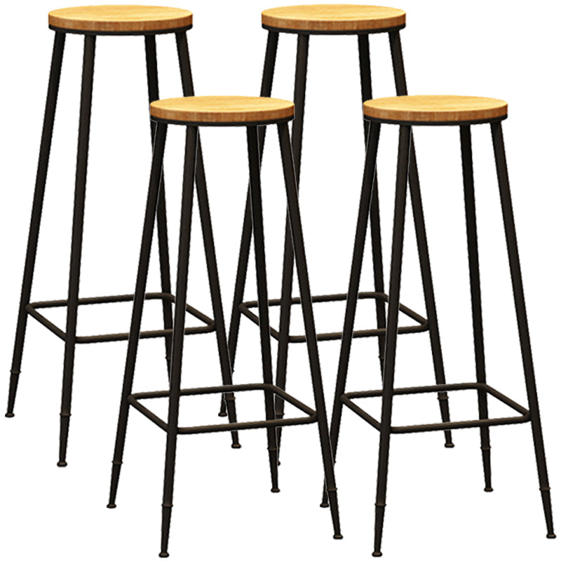 Contemporary Metal Solid Wood Barstool Indoor Bar Stool with Footrest Wood 4 Piece Set Bar Stool(30"H) Clearhalo 'Bar Furniture' 'Bar Stools' 'bar_stools' 'furn' 'furn_bar_stools' 'furniture_bar_stools' 'Kitchen & Dining Furniture' 'kitchen&dining_furn' 'kitchen' 'kitchen_furn' Furniture' 4462532