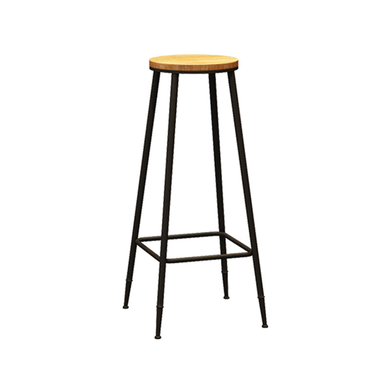 Contemporary Metal Solid Wood Barstool Indoor Bar Stool with Footrest Wood 1 Piece Bar Stool(30"H) Clearhalo 'Bar Furniture' 'Bar Stools' 'bar_stools' 'furn' 'furn_bar_stools' 'furniture_bar_stools' 'Kitchen & Dining Furniture' 'kitchen&dining_furn' 'kitchen' 'kitchen_furn' Furniture' 4462533