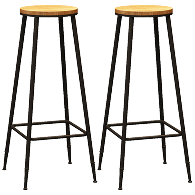 Contemporary Metal Solid Wood Barstool Indoor Bar Stool with Footrest Wood 2 Piece Set Bar Stool(30"H) Clearhalo 'Bar Furniture' 'Bar Stools' 'bar_stools' 'furn' 'furn_bar_stools' 'furniture_bar_stools' 'Kitchen & Dining Furniture' 'kitchen&dining_furn' 'kitchen' 'kitchen_furn' Furniture' 4462534