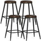Contemporary Metal Solid Wood Barstool Indoor Bar Stool with Footrest Brown 4 Piece Set Counter Stool (23.5"H) Clearhalo 'Bar Furniture' 'Bar Stools' 'bar_stools' 'furn' 'furn_bar_stools' 'furniture_bar_stools' 'Kitchen & Dining Furniture' 'kitchen&dining_furn' 'kitchen' 'kitchen_furn' Furniture' 4462538