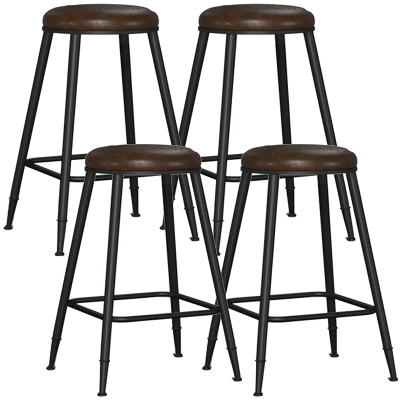 Contemporary Metal Solid Wood Barstool Indoor Bar Stool with Footrest Brown 4 Piece Set Counter Stool (23.5"H) Clearhalo 'Bar Furniture' 'Bar Stools' 'bar_stools' 'furn' 'furn_bar_stools' 'furniture_bar_stools' 'Kitchen & Dining Furniture' 'kitchen&dining_furn' 'kitchen' 'kitchen_furn' Furniture' 4462538