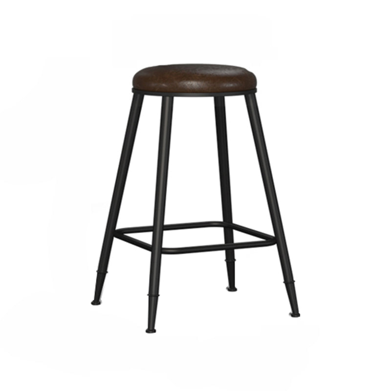 Contemporary Metal Solid Wood Barstool Indoor Bar Stool with Footrest Brown 1 Piece Counter Stool (23.5"H) Clearhalo 'Bar Furniture' 'Bar Stools' 'bar_stools' 'furn' 'furn_bar_stools' 'furniture_bar_stools' 'Kitchen & Dining Furniture' 'kitchen&dining_furn' 'kitchen' 'kitchen_furn' Furniture' 4462539