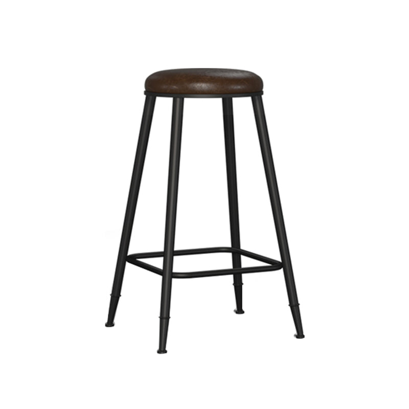 Contemporary Metal Solid Wood Barstool Indoor Bar Stool with Footrest Brown 1 Piece Counter Stool(27"H) Clearhalo 'Bar Furniture' 'Bar Stools' 'bar_stools' 'furn' 'furn_bar_stools' 'furniture_bar_stools' 'Kitchen & Dining Furniture' 'kitchen&dining_furn' 'kitchen' 'kitchen_furn' Furniture' 4462542