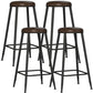 Contemporary Metal Solid Wood Barstool Indoor Bar Stool with Footrest Brown 4 Piece Set Bar Stool(30"H) Clearhalo 'Bar Furniture' 'Bar Stools' 'bar_stools' 'furn' 'furn_bar_stools' 'furniture_bar_stools' 'Kitchen & Dining Furniture' 'kitchen&dining_furn' 'kitchen' 'kitchen_furn' Furniture' 4462544