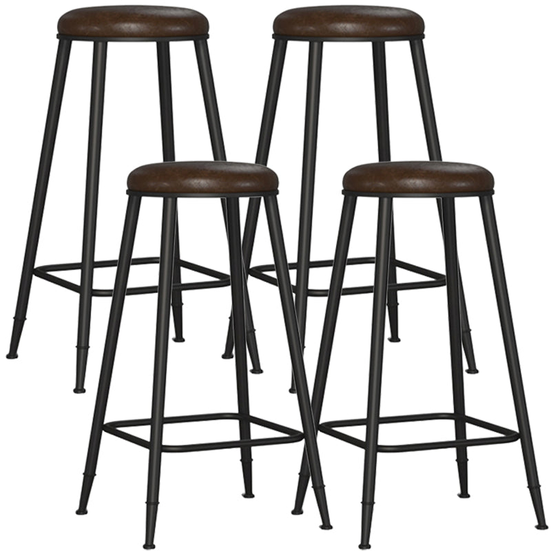Contemporary Metal Solid Wood Barstool Indoor Bar Stool with Footrest Brown 4 Piece Set Bar Stool(30"H) Clearhalo 'Bar Furniture' 'Bar Stools' 'bar_stools' 'furn' 'furn_bar_stools' 'furniture_bar_stools' 'Kitchen & Dining Furniture' 'kitchen&dining_furn' 'kitchen' 'kitchen_furn' Furniture' 4462544