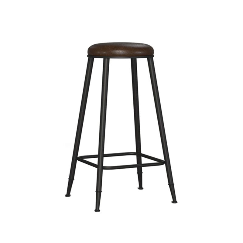 Contemporary Metal Solid Wood Barstool Indoor Bar Stool with Footrest Brown 1 Piece Bar Stool(30"H) Clearhalo 'Bar Furniture' 'Bar Stools' 'bar_stools' 'furn' 'furn_bar_stools' 'furniture_bar_stools' 'Kitchen & Dining Furniture' 'kitchen&dining_furn' 'kitchen' 'kitchen_furn' Furniture' 4462545
