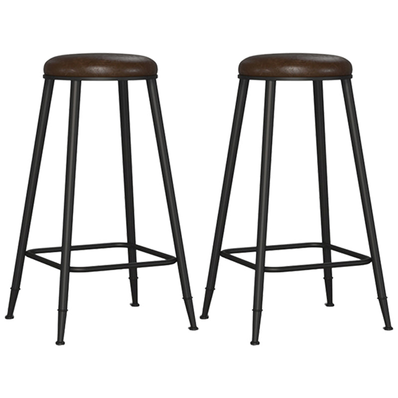 Contemporary Metal Solid Wood Barstool Indoor Bar Stool with Footrest Brown 2 Piece Set Bar Stool(30"H) Clearhalo 'Bar Furniture' 'Bar Stools' 'bar_stools' 'furn' 'furn_bar_stools' 'furniture_bar_stools' 'Kitchen & Dining Furniture' 'kitchen&dining_furn' 'kitchen' 'kitchen_furn' Furniture' 4462546