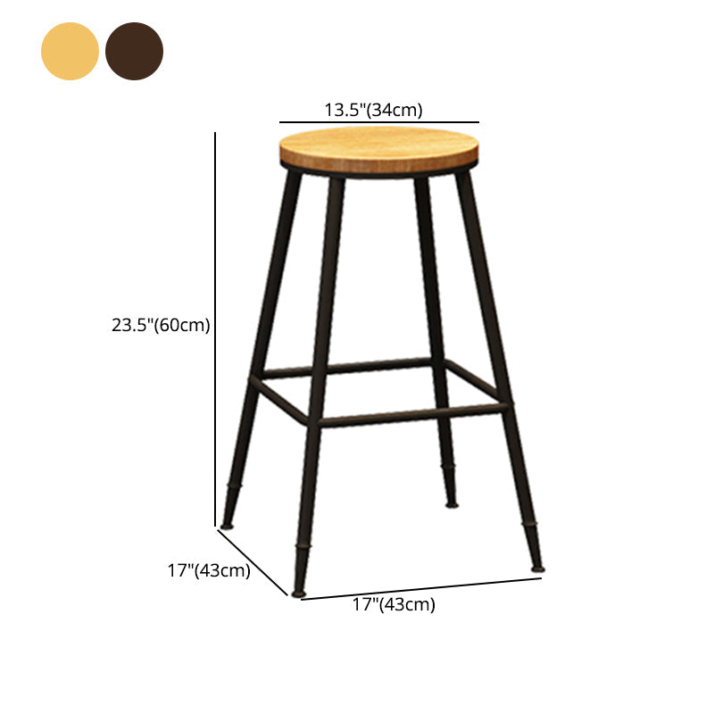 Contemporary Metal Solid Wood Barstool Indoor Bar Stool with Footrest Clearhalo 'Bar Furniture' 'Bar Stools' 'bar_stools' 'furn' 'furn_bar_stools' 'furniture_bar_stools' 'Kitchen & Dining Furniture' 'kitchen&dining_furn' 'kitchen' 'kitchen_furn' Furniture' 4462548