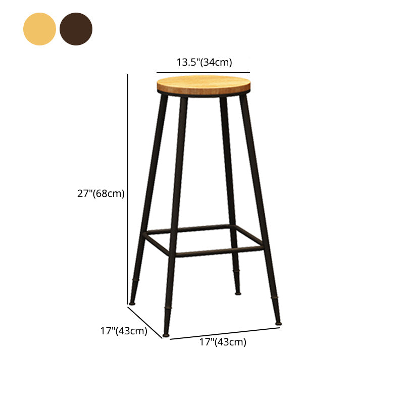 Contemporary Metal Solid Wood Barstool Indoor Bar Stool with Footrest Clearhalo 'Bar Furniture' 'Bar Stools' 'bar_stools' 'furn' 'furn_bar_stools' 'furniture_bar_stools' 'Kitchen & Dining Furniture' 'kitchen&dining_furn' 'kitchen' 'kitchen_furn' Furniture' 4462549