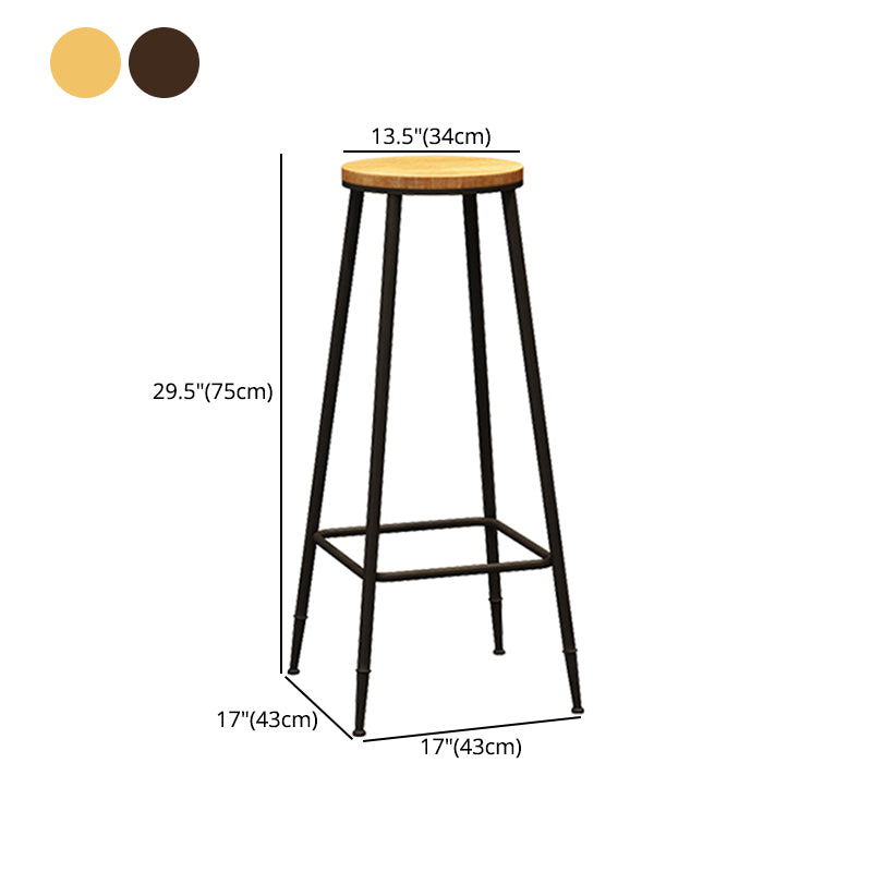 Contemporary Metal Solid Wood Barstool Indoor Bar Stool with Footrest Clearhalo 'Bar Furniture' 'Bar Stools' 'bar_stools' 'furn' 'furn_bar_stools' 'furniture_bar_stools' 'Kitchen & Dining Furniture' 'kitchen&dining_furn' 'kitchen' 'kitchen_furn' Furniture' 4462550