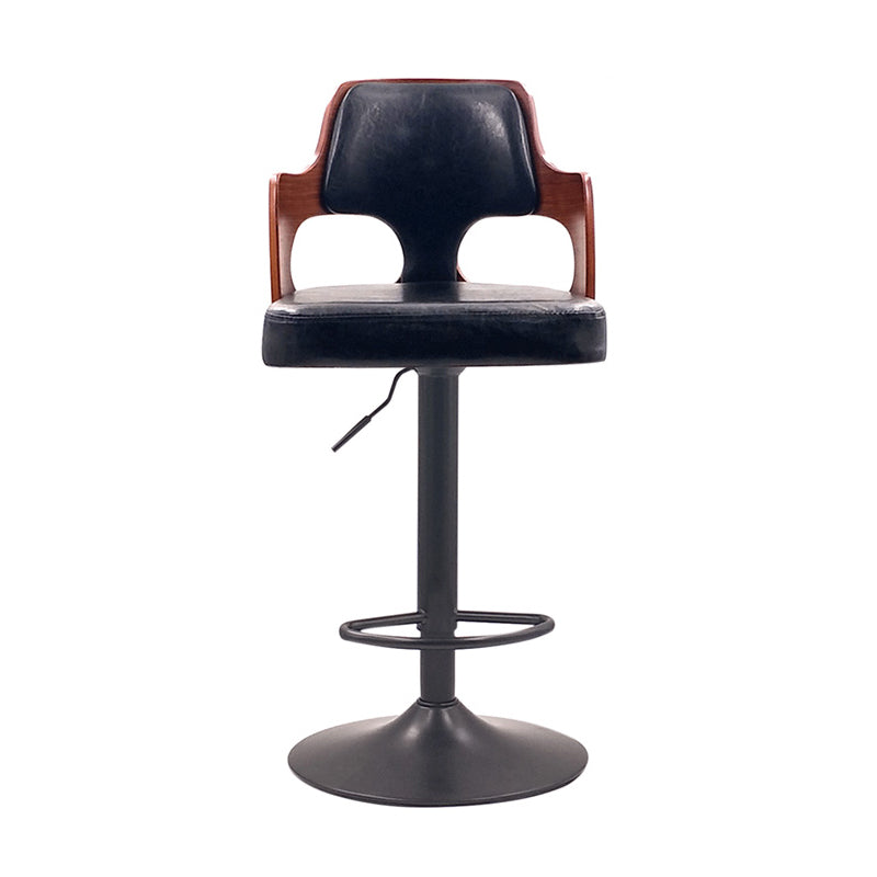 Contemporary Swivel Adjustable Height Bar-stool Indoor Bar Stool with Low Back Black 1 Piece Clearhalo 'Bar Furniture' 'Bar Stools' 'bar_stools' 'furn' 'furn_bar_stools' 'furniture_bar_stools' 'Kitchen & Dining Furniture' 'kitchen&dining_furn' 'kitchen' 'kitchen_furn' Furniture' 4462564