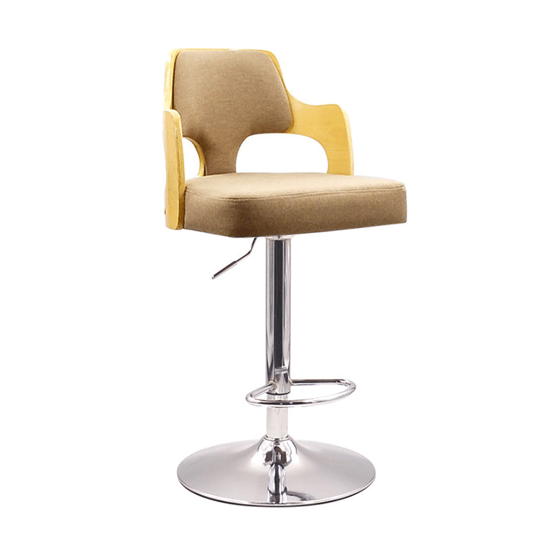 Contemporary Swivel Adjustable Height Bar-stool Indoor Bar Stool with Low Back Khaki 1 Piece Clearhalo 'Bar Furniture' 'Bar Stools' 'bar_stools' 'furn' 'furn_bar_stools' 'furniture_bar_stools' 'Kitchen & Dining Furniture' 'kitchen&dining_furn' 'kitchen' 'kitchen_furn' Furniture' 4462576