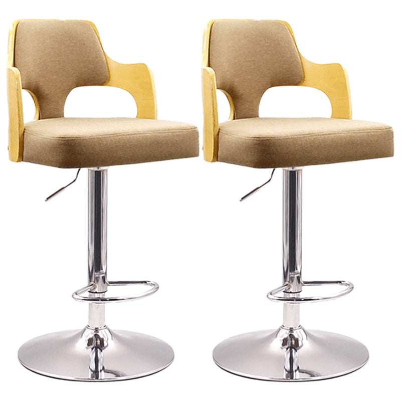 Contemporary Swivel Adjustable Height Bar-stool Indoor Bar Stool with Low Back Khaki 2 Piece Set Clearhalo 'Bar Furniture' 'Bar Stools' 'bar_stools' 'furn' 'furn_bar_stools' 'furniture_bar_stools' 'Kitchen & Dining Furniture' 'kitchen&dining_furn' 'kitchen' 'kitchen_furn' Furniture' 4462577