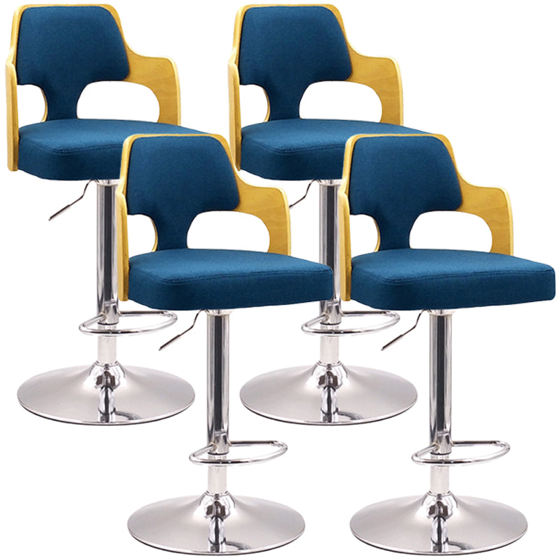 Contemporary Swivel Adjustable Height Bar-stool Indoor Bar Stool with Low Back Blue 4 Piece Set Clearhalo 'Bar Furniture' 'Bar Stools' 'bar_stools' 'furn' 'furn_bar_stools' 'furniture_bar_stools' 'Kitchen & Dining Furniture' 'kitchen&dining_furn' 'kitchen' 'kitchen_furn' Furniture' 4462584