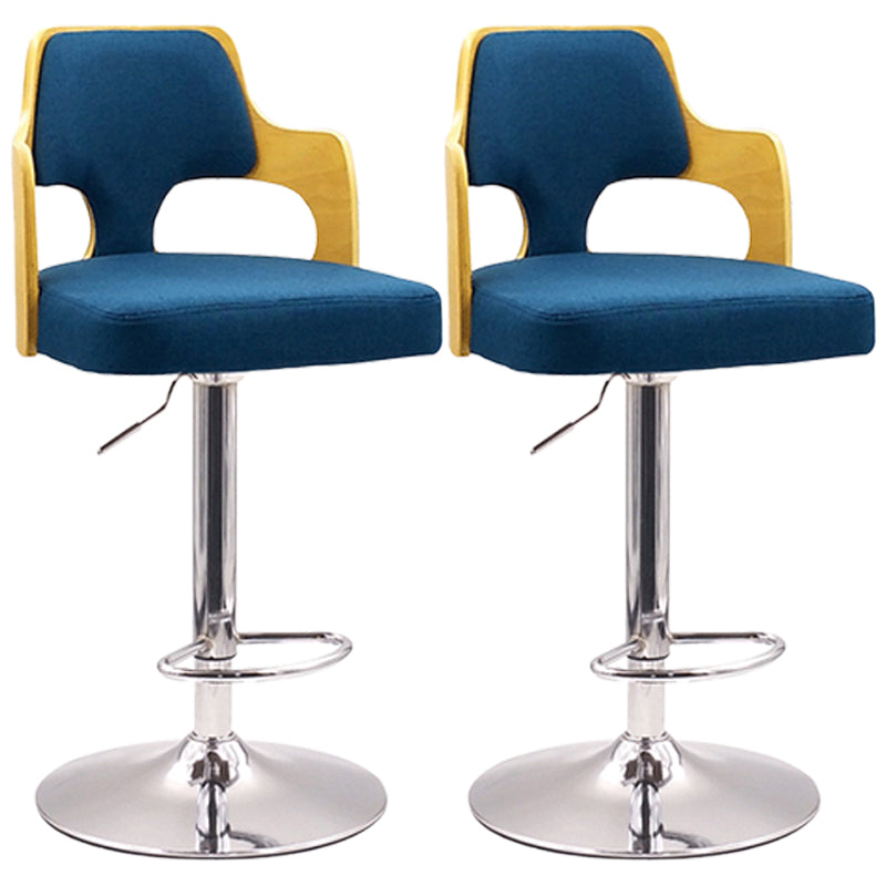 Contemporary Swivel Adjustable Height Bar-stool Indoor Bar Stool with Low Back Blue 2 Piece Set Clearhalo 'Bar Furniture' 'Bar Stools' 'bar_stools' 'furn' 'furn_bar_stools' 'furniture_bar_stools' 'Kitchen & Dining Furniture' 'kitchen&dining_furn' 'kitchen' 'kitchen_furn' Furniture' 4462586