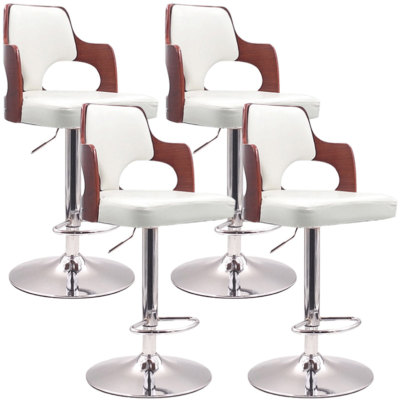 Contemporary Swivel Adjustable Height Bar-stool Indoor Bar Stool with Low Back Gloss White 4 Piece Set Clearhalo 'Bar Furniture' 'Bar Stools' 'bar_stools' 'furn' 'furn_bar_stools' 'furniture_bar_stools' 'Kitchen & Dining Furniture' 'kitchen&dining_furn' 'kitchen' 'kitchen_furn' Furniture' 4462587