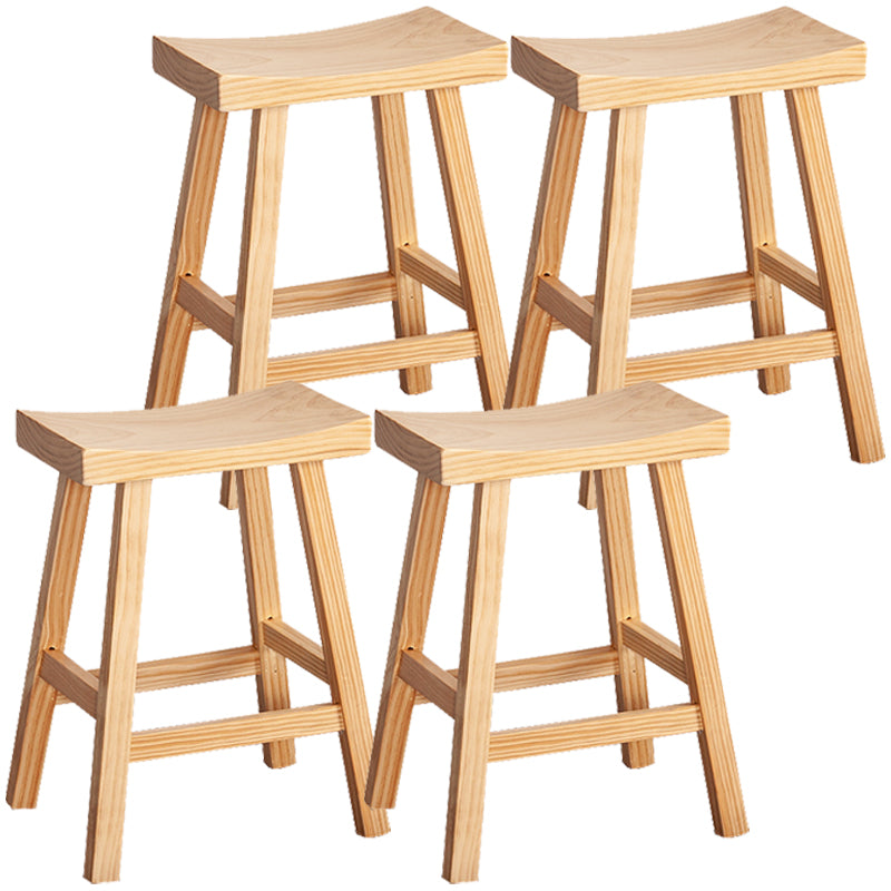 Contemporary Solid Wood Folding Bar Stool Indoor Barstool with Wood Seat and Footrest 4 Piece Set Saddle Clearhalo 'Bar Furniture' 'Bar Stools' 'bar_stools' 'furn' 'furn_bar_stools' 'furniture_bar_stools' 'Kitchen & Dining Furniture' 'kitchen&dining_furn' 'kitchen' 'kitchen_furn' Furniture' 4462615