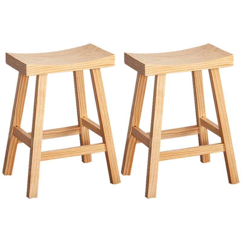 Contemporary Solid Wood Folding Bar Stool Indoor Barstool with Wood Seat and Footrest 2 Piece Set Saddle Clearhalo 'Bar Furniture' 'Bar Stools' 'bar_stools' 'furn' 'furn_bar_stools' 'furniture_bar_stools' 'Kitchen & Dining Furniture' 'kitchen&dining_furn' 'kitchen' 'kitchen_furn' Furniture' 4462616