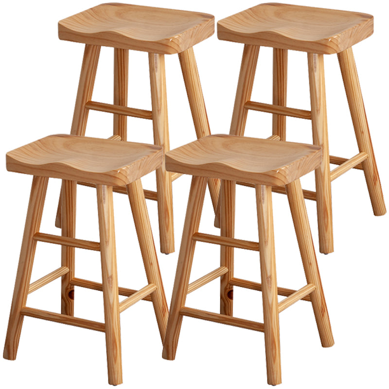 Contemporary Solid Wood Folding Bar Stool Indoor Barstool with Wood Seat and Footrest 4 Piece Set Square Clearhalo 'Bar Furniture' 'Bar Stools' 'bar_stools' 'furn' 'furn_bar_stools' 'furniture_bar_stools' 'Kitchen & Dining Furniture' 'kitchen&dining_furn' 'kitchen' 'kitchen_furn' Furniture' 4462622