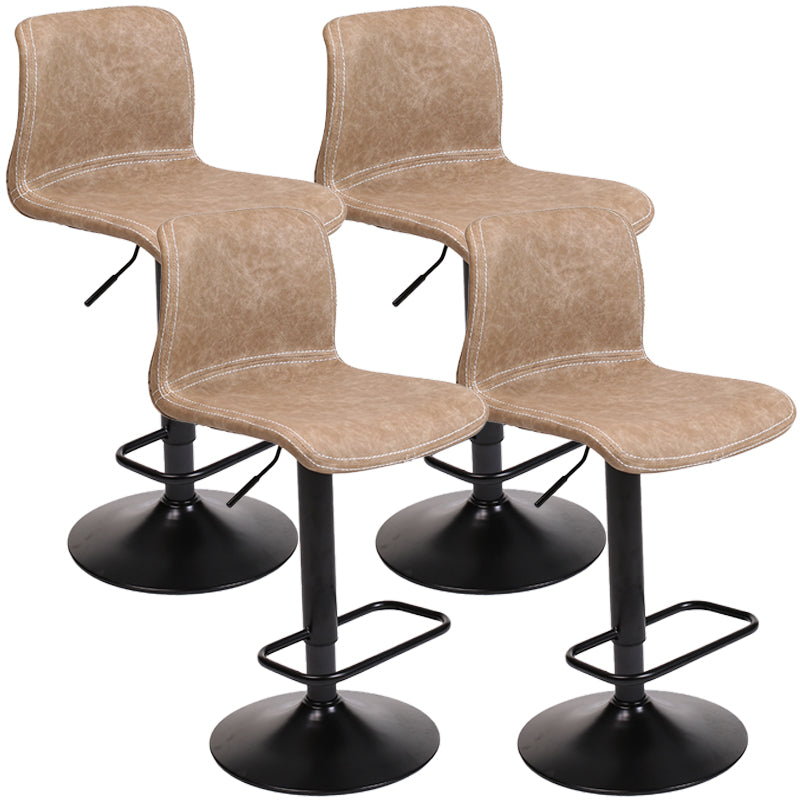 Modern Swivel Adjustable Height Bar Stool Indoor Bar Stool with Low Back Khaki 4 Piece Set Clearhalo 'Bar Furniture' 'Bar Stools' 'bar_stools' 'furn' 'furn_bar_stools' 'furniture_bar_stools' 'Kitchen & Dining Furniture' 'kitchen&dining_furn' 'kitchen' 'kitchen_furn' Furniture' 4462664