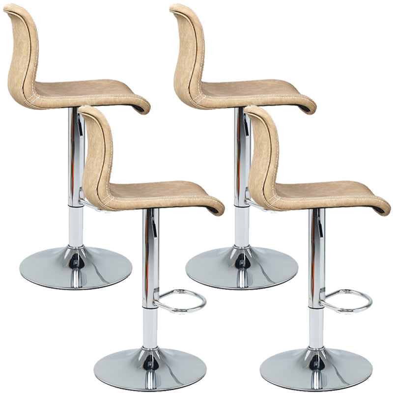 Modern Swivel Adjustable Height Bar Stool Indoor Bar Stool with Low Back Gray-Khaki 4 Piece Set Clearhalo 'Bar Furniture' 'Bar Stools' 'bar_stools' 'furn' 'furn_bar_stools' 'furniture_bar_stools' 'Kitchen & Dining Furniture' 'kitchen&dining_furn' 'kitchen' 'kitchen_furn' Furniture' 4462667