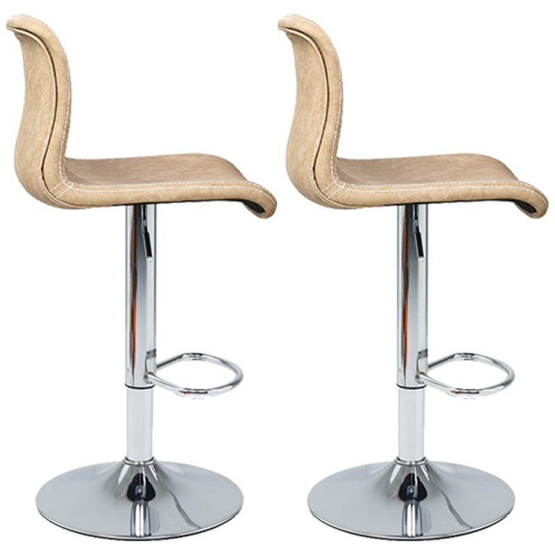 Modern Swivel Adjustable Height Bar Stool Indoor Bar Stool with Low Back Gray-Khaki 2 Piece Set Clearhalo 'Bar Furniture' 'Bar Stools' 'bar_stools' 'furn' 'furn_bar_stools' 'furniture_bar_stools' 'Kitchen & Dining Furniture' 'kitchen&dining_furn' 'kitchen' 'kitchen_furn' Furniture' 4462669