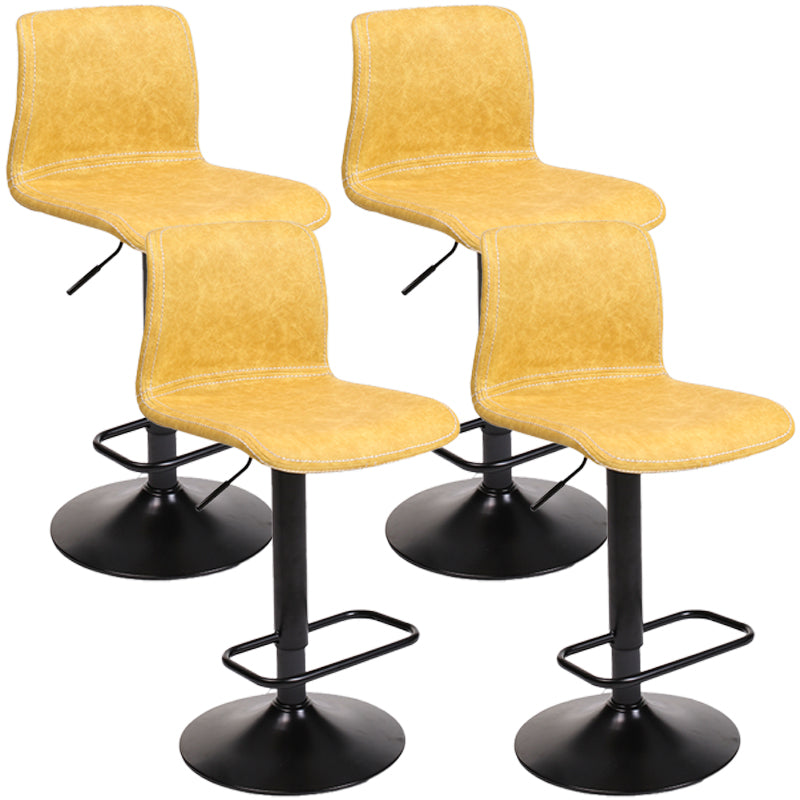 Modern Swivel Adjustable Height Bar Stool Indoor Bar Stool with Low Back Yellow 4 Piece Set Clearhalo 'Bar Furniture' 'Bar Stools' 'bar_stools' 'furn' 'furn_bar_stools' 'furniture_bar_stools' 'Kitchen & Dining Furniture' 'kitchen&dining_furn' 'kitchen' 'kitchen_furn' Furniture' 4462676