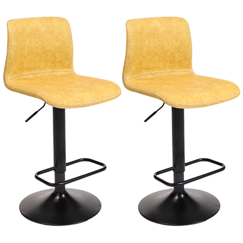 Modern Swivel Adjustable Height Bar Stool Indoor Bar Stool with Low Back Yellow 2 Piece Set Clearhalo 'Bar Furniture' 'Bar Stools' 'bar_stools' 'furn' 'furn_bar_stools' 'furniture_bar_stools' 'Kitchen & Dining Furniture' 'kitchen&dining_furn' 'kitchen' 'kitchen_furn' Furniture' 4462678