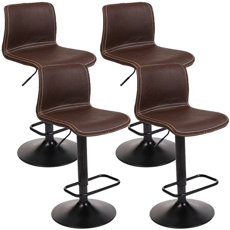 Modern Swivel Adjustable Height Bar Stool Indoor Bar Stool with Low Back Red Brown 4 Piece Set Clearhalo 'Bar Furniture' 'Bar Stools' 'bar_stools' 'furn' 'furn_bar_stools' 'furniture_bar_stools' 'Kitchen & Dining Furniture' 'kitchen&dining_furn' 'kitchen' 'kitchen_furn' Furniture' 4462679