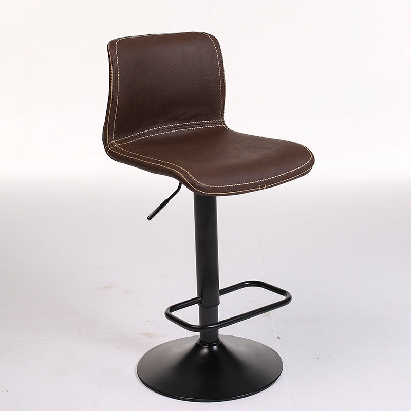 Modern Swivel Adjustable Height Bar Stool Indoor Bar Stool with Low Back Red Brown 1 Piece Clearhalo 'Bar Furniture' 'Bar Stools' 'bar_stools' 'furn' 'furn_bar_stools' 'furniture_bar_stools' 'Kitchen & Dining Furniture' 'kitchen&dining_furn' 'kitchen' 'kitchen_furn' Furniture' 4462680