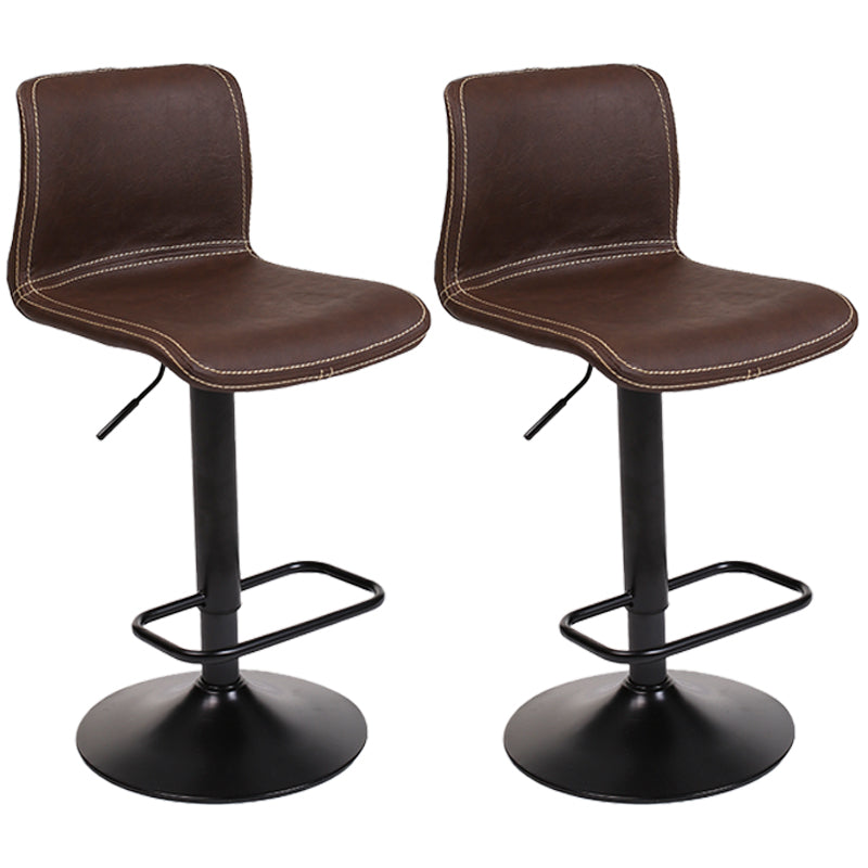 Modern Swivel Adjustable Height Bar Stool Indoor Bar Stool with Low Back Red Brown 2 Piece Set Clearhalo 'Bar Furniture' 'Bar Stools' 'bar_stools' 'furn' 'furn_bar_stools' 'furniture_bar_stools' 'Kitchen & Dining Furniture' 'kitchen&dining_furn' 'kitchen' 'kitchen_furn' Furniture' 4462681